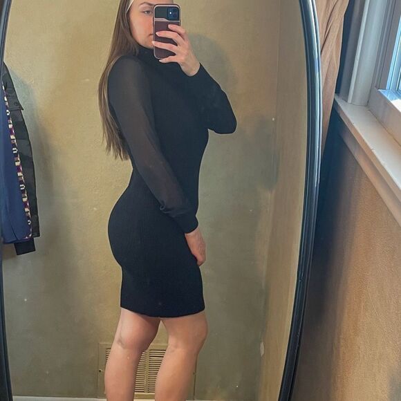 All Saints Milo Funnel Neck Knit Bodycon Dress - Picture 2 of 6